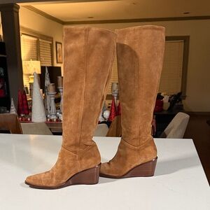 Vince Tan Suede Over the Knee Boots